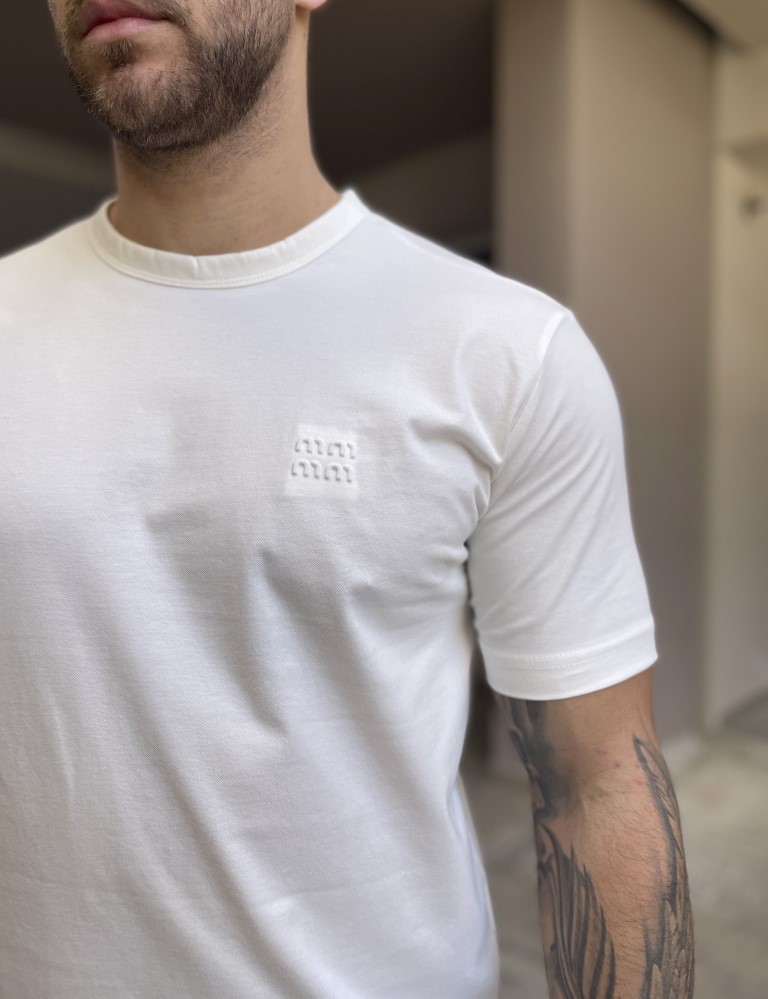 Marrakech ανδρική εκρού βαμβακερή κοντομάνικη μπλούζα με ανάγλυφο τύπωμα TST2462E φωτογραφία